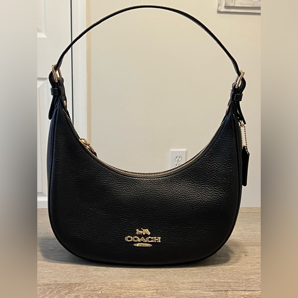 Coach Black Leather Hobo Bag